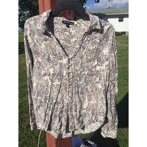 Velvet Heart Button Up Snakeskin Print top
